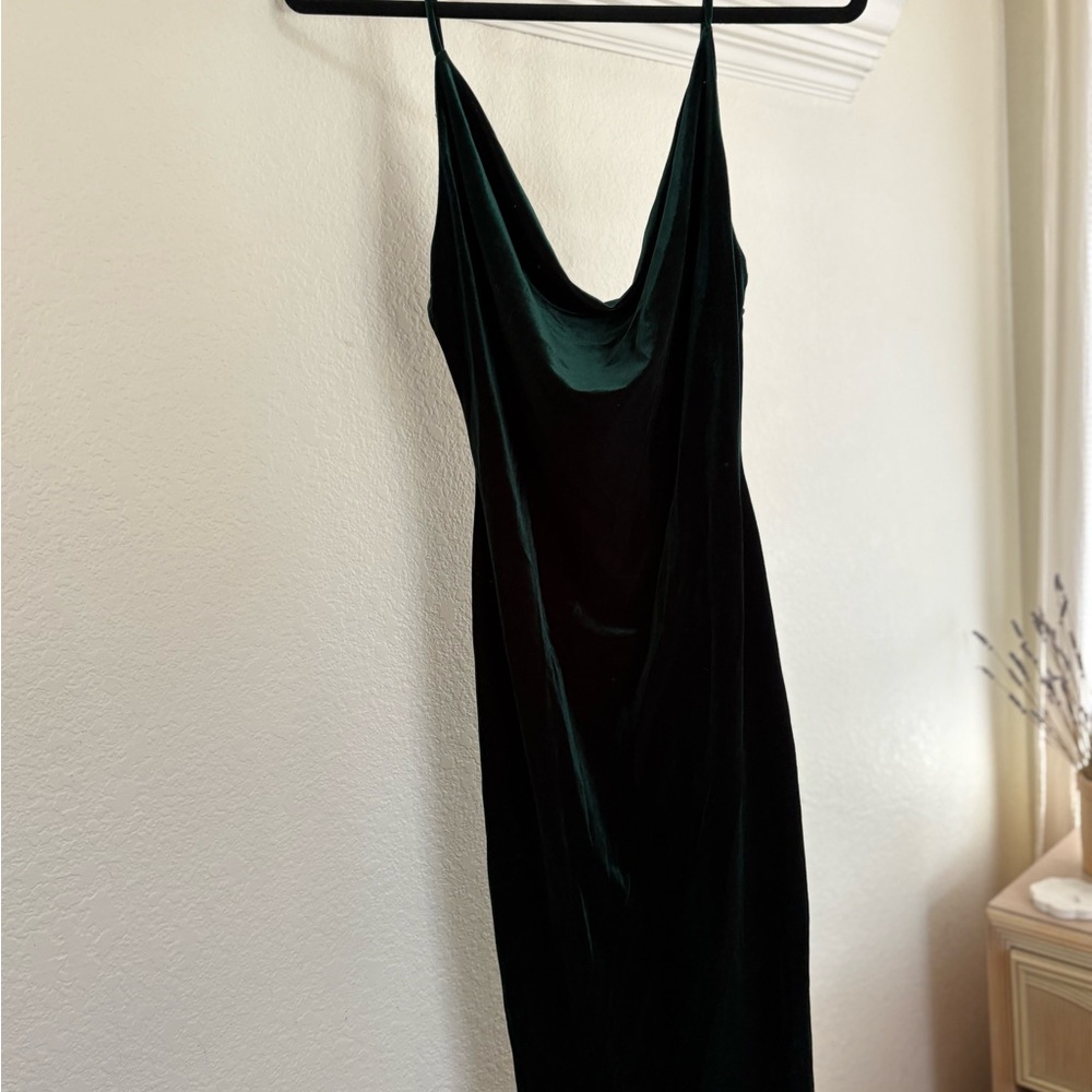 Lovely Day Dark Green Velvet Backless Dress Size L